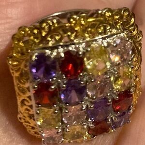 NWOT Multicolor SS Jeweled Ring Size 6